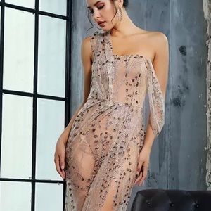 Gold  Cross Cut Out Straps gown